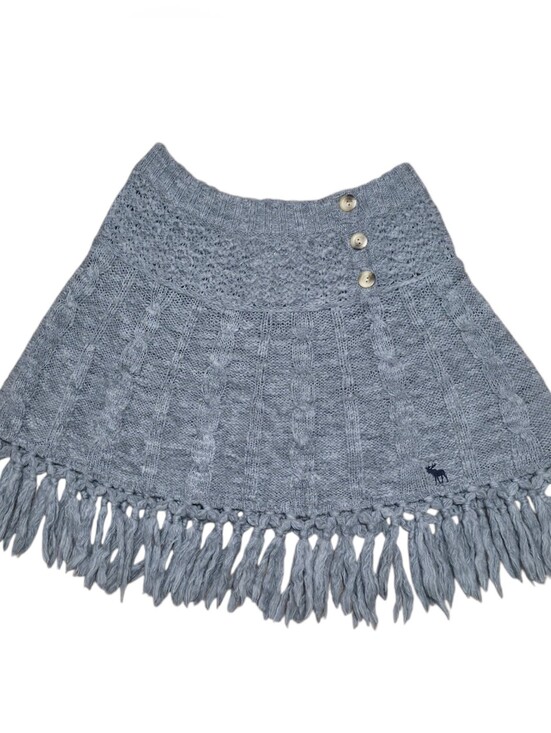 Abercrombie & Fitch Sweaters - Abercrombie vintage grey knit wool blend fringe poncho with button detail